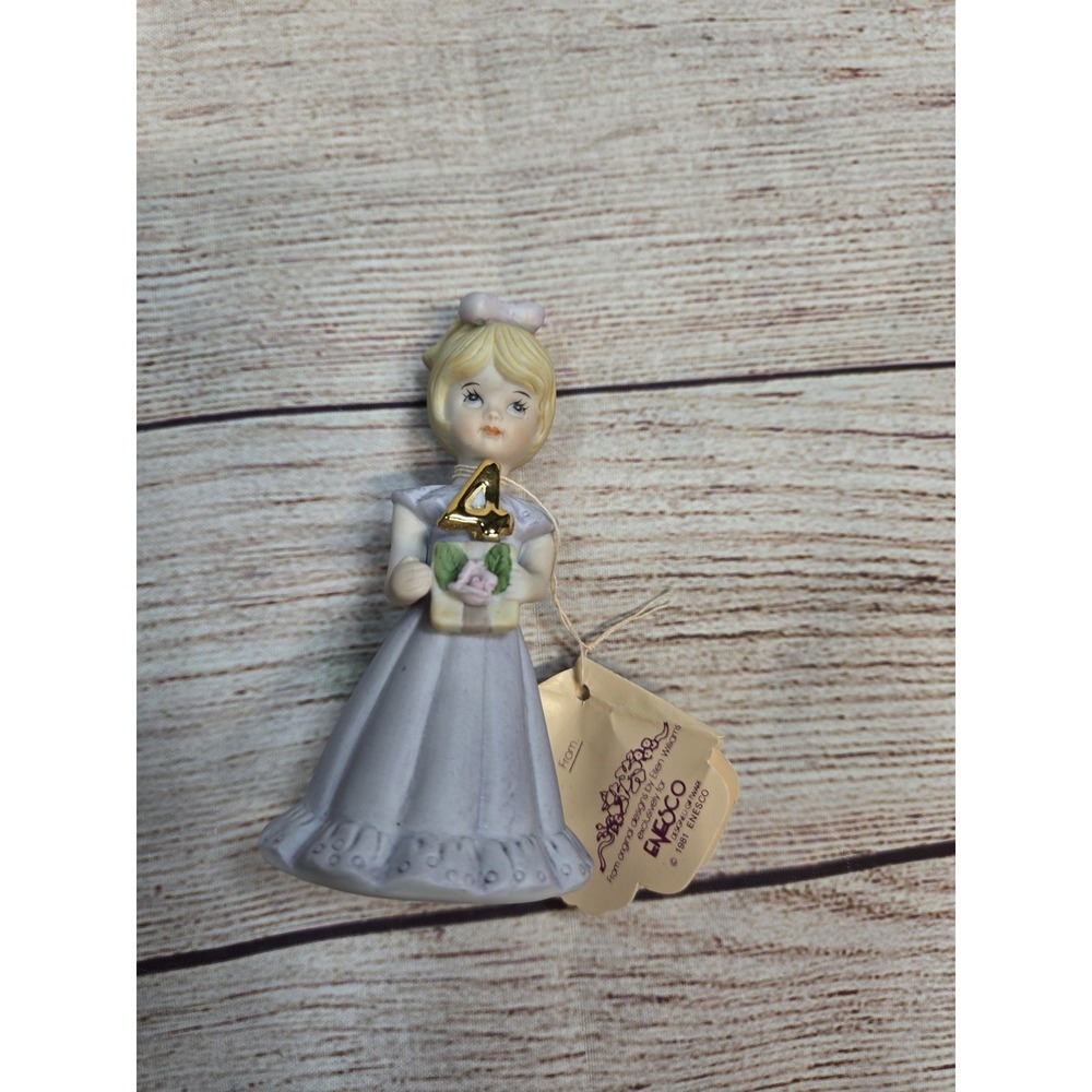 ENESCO Growing Up Birthday Girls Porcelain Figurine Age‎ 4 Blonde Hair Tag box